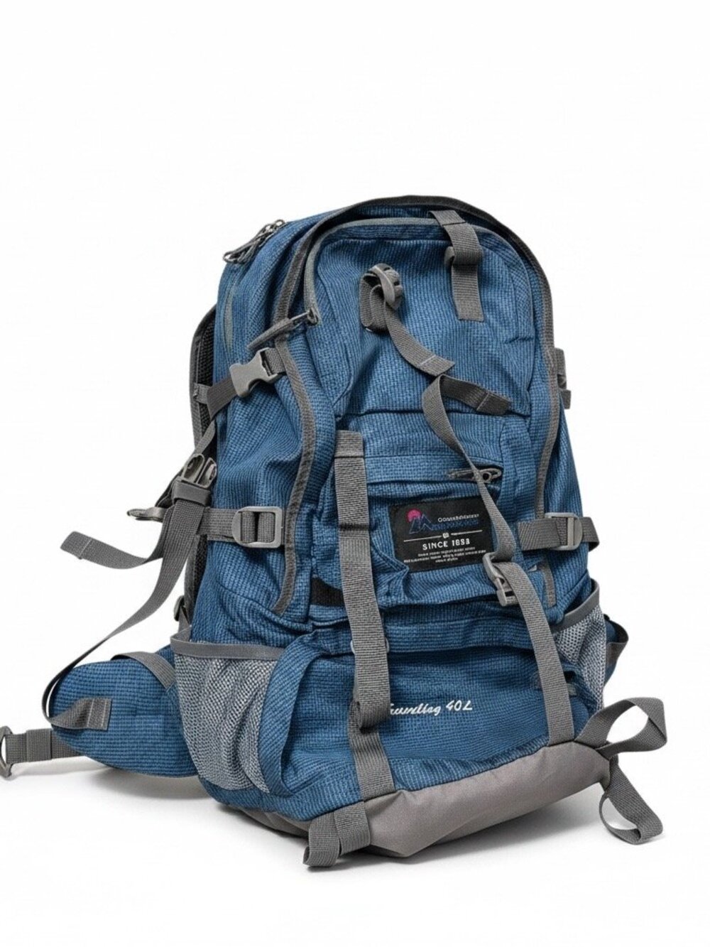 Mountaintop 40L Hiking Backpack Travel Camping Trekking Daypack Rain Cover Blue